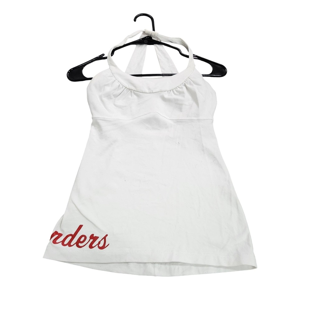 Lululemon Highlanders White Halter Tank Top Built-In Bra Size 4/6 Approx 12488